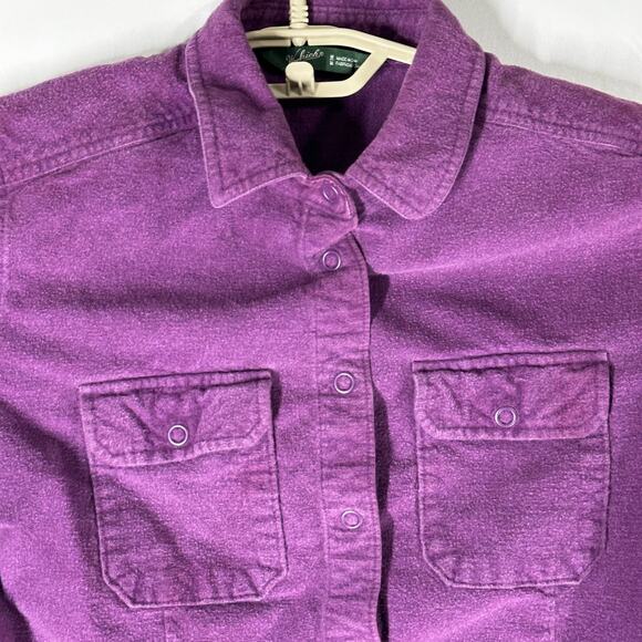 Woolrich Button Up Shirt Women Size M Purple Long Sleeve 100% Cotton Western - Picture 3 of 9